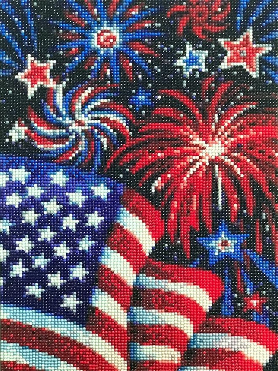 DIY 4th of July Diamond Painting Kits For Adults Patriotic,Diamond Art by Number Kit Celebrate American Flag Crystal Embroidery Beginner Arts Full Round Drill Crafts Home Wall Decor Gifts 12X16in